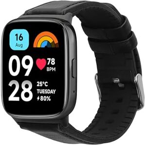 kwmobile Pulseira compatível com Xiaomi Redmi Watch 3 Active/Redmi Watch 3 Lite correia 1 x correias de couro autêntico tamanho ajustável preto kwmobile Pulseira compatível com Xiaomi Redmi Watch 3 Active/Redmi Watch 3 Lite correia 1 x correias de couro autêntico tamanho ajustável preto