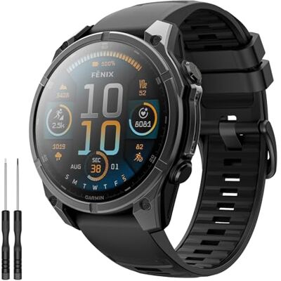 TiMOVO Alça compatível com Garmin Fenix 8 47 mm/E 47 mm/7 Pro/7/6 Pro/6/5 Plus/Forerunner 965/955/945/935, silicone respirável substituível relógio correia, pulseiras de substituição TiMOVO Alça compatível com Garmin Fenix 8 47 mm/E 47 mm/7 Pro/7/6 Pro/6/5 Plus/Forerunner 965/955/945/935, silicone respirável substituível relógio correia, pulseiras de substituição