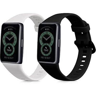 kwmobile Pulseira compatível com Huawei Band 6 & 6 Pro/Honor Band 7 & 6 bracelete 2 correias de silicone flexíveis tamanho ajustável kwmobile Pulseira compatível com Huawei Band 6 & 6 Pro/Honor Band 7 & 6 bracelete 2 correias de silicone flexíveis tamanho ajustável