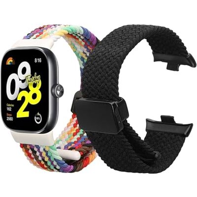 kwmobile Pulseira compatível com Xiaomi Smart Band 8 Pro/Band 9 Pro/Redmi Watch 5 / Redmi Watch 4 bracelete 2 correias de nylon trançado com fecho de íman tamanho ajustável preto/multicolorido kwmobile Pulseira compatível com Xiaomi Smart Band 8 Pro/Band 9 Pro/Redmi Watch 5 / Redmi Watch 4 bracelete 2 correias de nylon trançado com fecho de íman tamanho ajustável preto/multicolorido