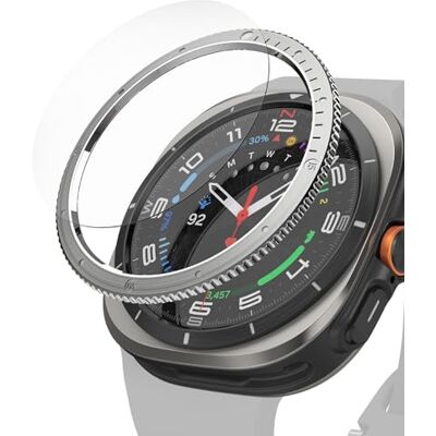 Ringke Bezel Styling & Glass Compatível com protetor Samsung Galaxy Watch Ultra, capa autocolante de aço inoxidável e protetor de ecrã em vidro temperado 47-03 (ST) Silver Ringke Bezel Styling & Glass Compatível com protetor Samsung Galaxy Watch Ultra, capa autocolante de aço inoxidável e protetor de ecrã em vidro temperado 47-03 (ST) Silver
