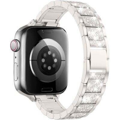 MoKo Bracelete de relógio metálico compatível com Apple Watch SE3/2/1,S12 Correia original de diamantes imitação substituir, para 38/40/41/42 mm, para homens mulheres, estrela dourada MoKo Bracelete de relógio metálico compatível com Apple Watch SE3/2/1,S12 Correia original de diamantes imitação substituir, para 38/40/41/42 mm, para homens mulheres, estrela dourada
