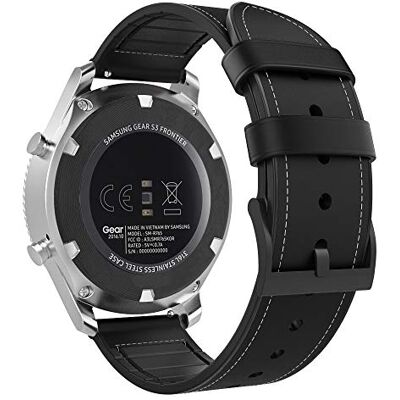 MoKo Correia compatível com Samsung Galaxy Watch 3 45 mm/Galaxy Watch 46 mm/Gear S3 Frontier/Huawei Watch GT/GT2/GT3/GT4/GT2 Pro/Ticwatch Pro 3, 22 mm pulseira de silicone de couro híbrido, preto MoKo Correia compatível com Samsung Galaxy Watch 3 45 mm/Galaxy Watch 46 mm/Gear S3 Frontier/Huawei Watch GT/GT2/GT3/GT4/GT2 Pro/Ticwatch Pro 3, 22 mm pulseira de silicone de couro híbrido, preto
