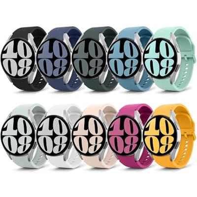 MoKo Bracelete compatível com Samsung Galaxy Watch 7 FE 6 5 4 40mm 44mm/Watch 6 Classic 43mm 47mm/Watch 5 Pro 45mm/Watch 4 Classic 42mm 46mm, bracelete de substituição de silicone de 20mm, 10 Pack MoKo Bracelete compatível com Samsung Galaxy Watch 7 FE 6 5 4 40mm 44mm/Watch 6 Classic 43mm 47mm/Watch 5 Pro 45mm/Watch 4 Classic 42mm 46mm, bracelete de substituição de silicone de 20mm, 10 Pack