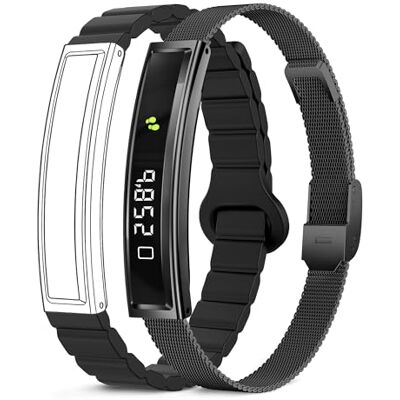 KSIX Serena Smartband Mulher com ecrã, pulseira inteligente com monitor de atividade e sono, App sem subscrição, 100 modos de desporto, bateria 7 dias, 5 ATM, 2 correias de silicone e metal KSIX Serena Smartband Mulher com ecrã, pulseira inteligente com monitor de atividade e sono, App sem subscrição, 100 modos de desporto, bateria 7 dias, 5 ATM, 2 correias de silicone e metal