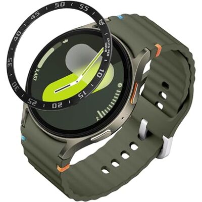 kwmobile Anel protetor adesivo compatível com Samsung Galaxy Watch 7 44 mm moldura para smartwatch em preto/prata kwmobile Anel protetor adesivo compatível com Samsung Galaxy Watch 7 44 mm moldura para smartwatch em preto/prata