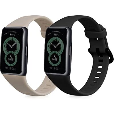 kwmobile Bracelete compatível com Huawei Band 6 2x pulseiras de silicone flexíveis Tamanho ajustável, Preto / bege, moderno kwmobile Bracelete compatível com Huawei Band 6 2x pulseiras de silicone flexíveis Tamanho ajustável, Preto / bege, moderno