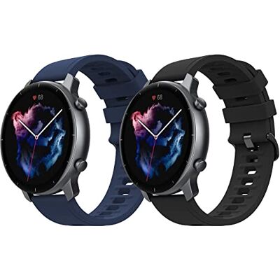MoKo 2 Pack correias compatíveis com Amazfit Bip 6/5/Balance 2/1/GTR 4/3/3 Pro/2/2e/GTR 47 mm/Stratos 3/2/Cheetah Round/Pro, 22 mm pulseira desportiva de silicone suave, preta Rosa/azul Meia-noite MoKo 2 Pack correias compatíveis com Amazfit Bip 6/5/Balance 2/1/GTR 4/3/3 Pro/2/2e/GTR 47 mm/Stratos 3/2/Cheetah Round/Pro, 22 mm pulseira desportiva de silicone suave, preta Rosa/azul Meia-noite