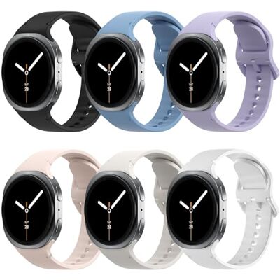 TiMOVO 6 Peças de Correia Desportiva Compatível para Samsung Galaxy Watch 8 40 mm 44 mm/Galaxy Watch 8 Classic 46 mm (2025), Pulseira de Silicone Macio de Substituição para Homem Mulher, moderno TiMOVO 6 Peças de Correia Desportiva Compatível para Samsung Galaxy Watch 8 40 mm 44 mm/Galaxy Watch 8 Classic 46 mm (2025), Pulseira de Silicone Macio de Substituição para Homem Mulher, moderno