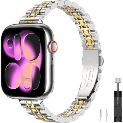 TiMOVO Bracelete compatível com Apple Watch Series 12 11 42 mm, prateado Metálica correia de substituição elegante para iWatch SE 3/2/1, série 10/9/8/7/6/5/4/3/2/1 41 mm 40 mm 38 mm para mulher TiMOVO Bracelete compatível com Apple Watch Series 12 11 42 mm, prateado Metálica correia de substituição elegante para iWatch SE 3/2/1, série 10/9/8/7/6/5/4/3/2/1 41 mm 40 mm 38 mm para mulher