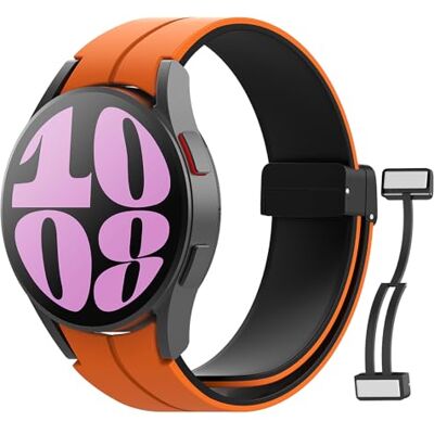 MoKo Bracelete compatível com Samsung Galaxy Watch 7 FE 6 5 4 40mm 44mm/Watch 6 Classic 43mm 47mm/5 Pro 45mm/4 Classic 42mm 46mm, pulseira de substituição de silicone com fivela magnética, laranja MoKo Bracelete compatível com Samsung Galaxy Watch 7 FE 6 5 4 40mm 44mm/Watch 6 Classic 43mm 47mm/5 Pro 45mm/4 Classic 42mm 46mm, pulseira de substituição de silicone com fivela magnética, laranja