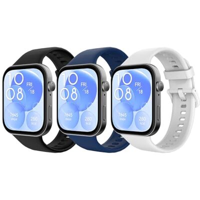 TiMOVO 3 Correas Deportivas de Recambio Compatibles con Huawei Watch Fit 3 Correias desportivas de silicone para homem e mulher, braceletes de relógio ajustáveis, preto azul meia-noite branco TiMOVO 3 Correas Deportivas de Recambio Compatibles con Huawei Watch Fit 3 Correias desportivas de silicone para homem e mulher, braceletes de relógio ajustáveis, preto azul meia-noite branco