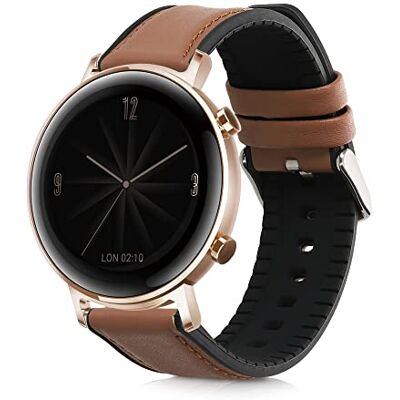 kwmobile Pulseira compatível com Huawei Watch 2 / Watch GT2 (42 mm) / Honor Magic Watch 2 (42 mm) bracelete 1 x correias de couro genuíno tamanho ajustável castanho/preto kwmobile Pulseira compatível com Huawei Watch 2 / Watch GT2 (42 mm) / Honor Magic Watch 2 (42 mm) bracelete 1 x correias de couro genuíno tamanho ajustável castanho/preto