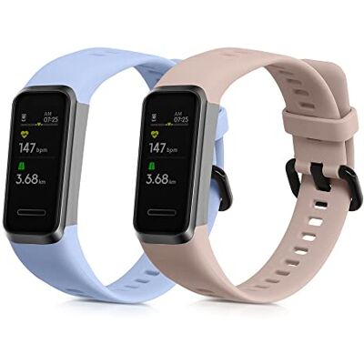 kwmobile Pulseira compatível com Huawei Band 4 bracelete 2 correias de silicone flexíveis tamanho ajustável kwmobile Pulseira compatível com Huawei Band 4 bracelete 2 correias de silicone flexíveis tamanho ajustável