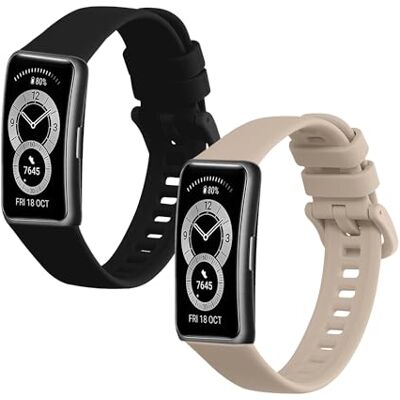 kwmobile Pulseira compatível com Huawei Band 10/9 / 8 bracelete 2 correias de silicone flexíveis tamanho ajustável, Preto / bege kwmobile Pulseira compatível com Huawei Band 10/9 / 8 bracelete 2 correias de silicone flexíveis tamanho ajustável, Preto / bege