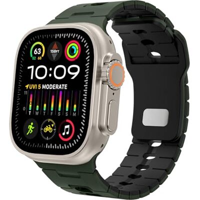 TiMOVO Alça compatível com Watch de 49 mm 46 mm 45 mm 44 mm para Área de substituição silicone para iWatch Ultra 3/2/1, Series 11/10/9/8/7/6/5/4/3/2/1/, verde exército/preto TiMOVO Alça compatível com Watch de 49 mm 46 mm 45 mm 44 mm para Área de substituição silicone para iWatch Ultra 3/2/1, Series 11/10/9/8/7/6/5/4/3/2/1/, verde exército/preto