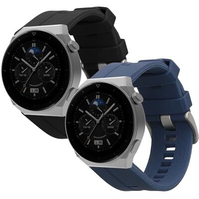kwmobile Pulseira compatível com Huawei Watch GT (46 mm) bracelete 2 correias de silicone flexíveis tamanho ajustável kwmobile Pulseira compatível com Huawei Watch GT (46 mm) bracelete 2 correias de silicone flexíveis tamanho ajustável