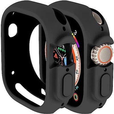Miimall Capa protetora compatível com Apple Watch Ultra de 49 mm, ultrafina e suave de TPU à prova de choques, moldura protetora para iWatch Ultra de 49 mm, cor preta Miimall Capa protetora compatível com Apple Watch Ultra de 49 mm, ultrafina e suave de TPU à prova de choques, moldura protetora para iWatch Ultra de 49 mm, cor preta