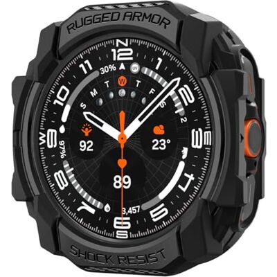 Spigen Capa Rugged Armor para Samsung Galaxy Watch Ultra 47 mm Capa de TPU resistente, design robusto de fibra de carbono e bordas elevadas para o modelo 2025/24 preto mate Spigen Capa Rugged Armor para Samsung Galaxy Watch Ultra 47 mm Capa de TPU resistente, design robusto de fibra de carbono e bordas elevadas para o modelo 2025/24 preto mate