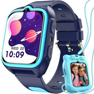Blackview 4G Relógio inteligente para crianças com GPS, SOS, chamadas de vídeo, chat de voz, 1,75" Smartwatch crianças com podómetro, lanterna LED, modo escola, despertador, jogo, para meninos e Blackview 4G Relógio inteligente para crianças com GPS, SOS, chamadas de vídeo, chat de voz, 1,75" Smartwatch crianças com podómetro, lanterna LED, modo escola, despertador, jogo, para meninos e