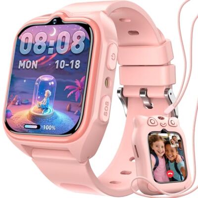 Blackview Smartwatch, 1,75" Relógio inteligente criança com GPS posição, lanterna LED, SOS chamada, videochamadas, chat de voz, Smartwatch crianças com podómetro, jogo, despertador, modo escola, rosa Blackview Smartwatch, 1,75" Relógio inteligente criança com GPS posição, lanterna LED, SOS chamada, videochamadas, chat de voz, Smartwatch crianças com podómetro, jogo, despertador, modo escola, rosa