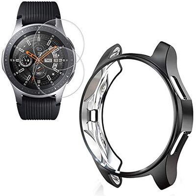 Miimall Capa protetora de ecrã compatível com Samsung Galaxy Watch 46 mm/Gear S3, anti-queda TPU Case 9H película temperada anti-choque capa para Samsung Galaxy Watch 46 mm preto Miimall Capa protetora de ecrã compatível com Samsung Galaxy Watch 46 mm/Gear S3, anti-queda TPU Case 9H película temperada anti-choque capa para Samsung Galaxy Watch 46 mm preto