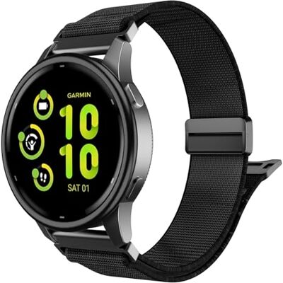 TiMOVO Banda de Nylon Compatible con Garmin Venu 3/2/Vivoactive 4 45mm/Forerunner255/255 Music/265, Compatible con Amazfit Bip 6/5 GTR4 Correa de Reloj de Nailon Elástico TiMOVO Banda de Nylon Compatible con Garmin Venu 3/2/Vivoactive 4 45mm/Forerunner255/255 Music/265, Compatible con Amazfit Bip 6/5 GTR4 Correa de Reloj de Nailon Elástico