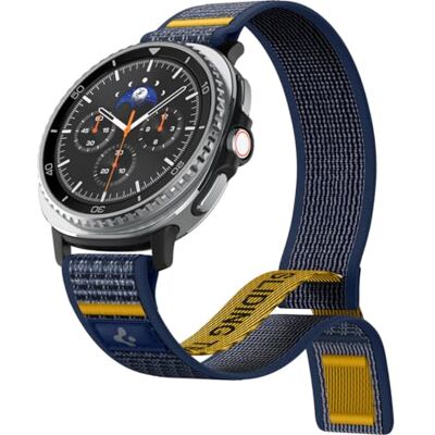 Spigen Correia Athlex Air para Galaxy Watch 9&8 40/44/46 mm Correia de nylon respirável com velcro e costura amarela para Galaxy Watch 9&8/8 Classic (2026/25) Active Navy Spigen Correia Athlex Air para Galaxy Watch 9&8 40/44/46 mm Correia de nylon respirável com velcro e costura amarela para Galaxy Watch 9&8/8 Classic (2026/25) Active Navy