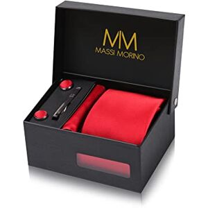 Massi Morino Gravata vermelha com lenço Conjunto de gravata para homem incl. Abotoaduras, pino e caixa de presente acessórios ideais para casamentos Massi Morino Gravata vermelha com lenço Conjunto de gravata para homem incl. Abotoaduras, pino e caixa de presente acessórios ideais para casamentos