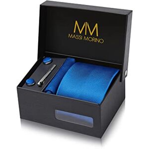 Massi Morino Gravata azul real com lenço Conjunto de gravata para homem incl. Abotoaduras, pino e caixa de presente acessórios ideais para casamentos Massi Morino Gravata azul real com lenço Conjunto de gravata para homem incl. Abotoaduras, pino e caixa de presente acessórios ideais para casamentos