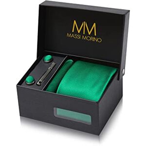 Massi Morino Gravata verde esmeralda com lenço Conjunto de gravata para homem incl. Abotoaduras, pino e caixa de presente acessórios ideais para casamentos Massi Morino Gravata verde esmeralda com lenço Conjunto de gravata para homem incl. Abotoaduras, pino e caixa de presente acessórios ideais para casamentos
