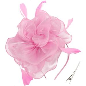 DRESHOW Fascinators Hat Cocktail Tea Party Headwear flor de malha organza fitas penas numa faixa e um clipe de garfo para meninas e mulheres DRESHOW Fascinators Hat Cocktail Tea Party Headwear flor de malha organza fitas penas numa faixa e um clipe de garfo para meninas e mulheres