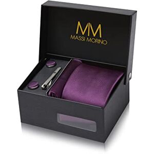Massi Morino Gravata roxa escura com lenço Conjunto de gravata para homem incl. Abotoaduras, pino e caixa de presente acessórios ideais para casamentos Massi Morino Gravata roxa escura com lenço Conjunto de gravata para homem incl. Abotoaduras, pino e caixa de presente acessórios ideais para casamentos
