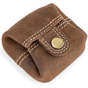 Berliner Bags carteira pequena de pele autêntica com fecho de botão metálico e ficha para carrinho, ideal para moedas, para homem e mulher, Terra Berliner Bags carteira pequena de pele autêntica com fecho de botão metálico e ficha para carrinho, ideal para moedas, para homem e mulher, Terra