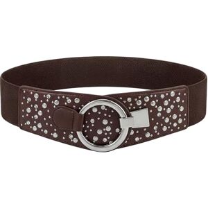 BlackButterfly Largura elástica metal com tachas gancho cruzado cinto, Marrom escuro BlackButterfly Largura elástica metal com tachas gancho cruzado cinto, Marrom escuro