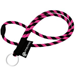mia mai Tubular Lanyard (rosa/preto, 45 cm) cordão de chaves para o pescoço com fecho de segurança, chaveiro, pendente para chaves mia mai Tubular Lanyard (rosa/preto, 45 cm) cordão de chaves para o pescoço com fecho de segurança, chaveiro, pendente para chaves