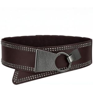 BlackButterfly Largura elástica metal com tachas gancho cruzado cinto, Marrom escuro BlackButterfly Largura elástica metal com tachas gancho cruzado cinto, Marrom escuro
