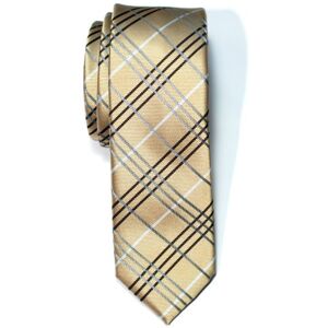 Retreez Gravata de microfibra fina com estampado xadrez para homens, Dourado, Talla única Retreez Gravata de microfibra fina com estampado xadrez para homens, Dourado, Talla única