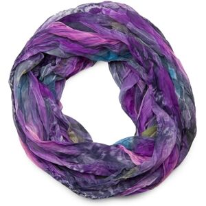 styleBREAKER Padrão de pena estilo batik cachecol tubo de laço, queda e rugas, sedoso e leve 01016064, cor: violeta styleBREAKER Padrão de pena estilo batik cachecol tubo de laço, queda e rugas, sedoso e leve 01016064, cor: violeta