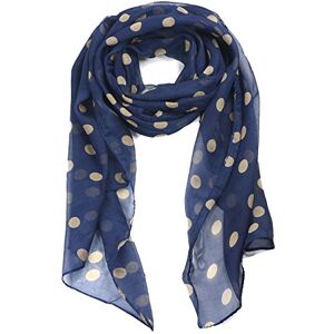 TRIXES Elegante Cachecol de Seda para Senhoras em Azul Marinho com Lunares Creme TRIXES Elegante Cachecol de Seda para Senhoras em Azul Marinho com Lunares Creme
