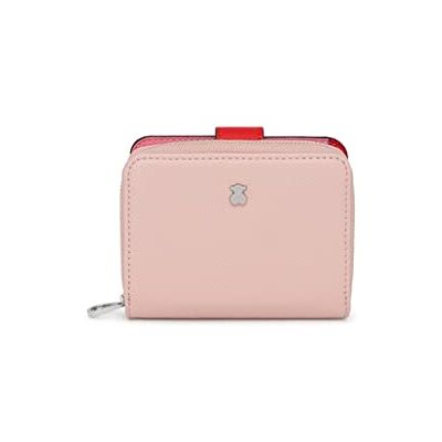 TOUS Carteira de poliuretano com efeito saffiano em rosa e bege, medidas 12 x 10 x 3 cm, coleção Dubai TOUS Carteira de poliuretano com efeito saffiano em rosa e bege, medidas 12 x 10 x 3 cm, coleção Dubai