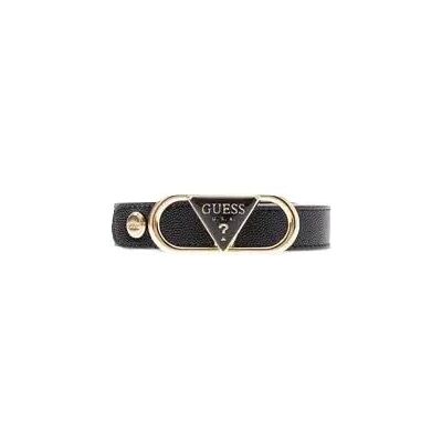 GUESS Cinto com logótipo preto fivela dourada estilo elegante GUESS Cinto com logótipo preto fivela dourada estilo elegante
