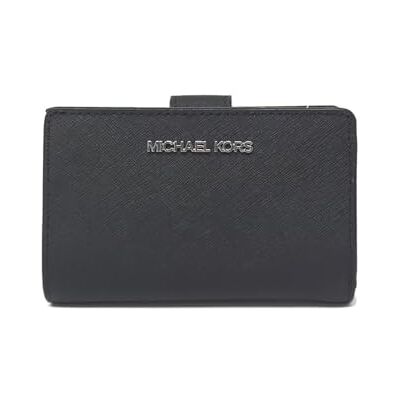 Michael Kors Carteira de viagem Jet Set logótipo impresso iniciais, castanho, couro saffiano, bifold, mulheres-adultos, com porta-moedas com fecho de correr forrado Michael Kors Carteira de viagem Jet Set logótipo impresso iniciais, castanho, couro saffiano, bifold, mulheres-adultos, com porta-moedas com fecho de correr forrado
