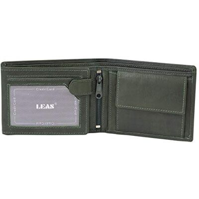 LEAS Carteira original para senhoras e senhoras com fecho , pele autêntica, verde Standard-Collection LEAS Carteira original para senhoras e senhoras com fecho , pele autêntica, verde Standard-Collection