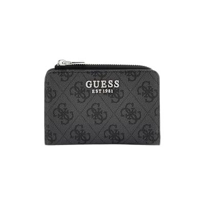 GUESS Laurel II Porta-cartões com fecho-de-correr para mulher, logotipo de carvão, tamanho único GUESS Laurel II Porta-cartões com fecho-de-correr para mulher, logotipo de carvão, tamanho único