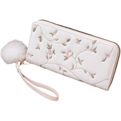 TenaLucy Bolsa mulher porta-moedas, porta-moedas mulher presente mãe, fecho de correr carteiras de mulheres, bordado porta-cartões mulheres para guardar bilhetes documentos recibos de condução cartões (branco) TenaLucy Bolsa mulher porta-moedas, porta-moedas mulher presente mãe, fecho de correr carteiras de mulheres, bordado porta-cartões mulheres para guardar bilhetes documentos recibos de condução cartões (branco)