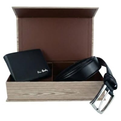 Pierre Cardin Cinto para homem, carteira com proteção RFID e cinto de couro autêntico, preto, tamanho 125 cm Pierre Cardin Cinto para homem, carteira com proteção RFID e cinto de couro autêntico, preto, tamanho 125 cm