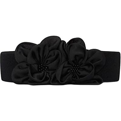 Diyafas Cinto elástico de gaze com flores para mulher cintos de vestir decorativos cinto largo de correia Diyafas Cinto elástico de gaze com flores para mulher cintos de vestir decorativos cinto largo de correia