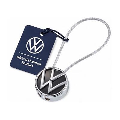 TROIKA Porta-chaves com logótipo Volkswagen Loop Volkswagen, esmaltado, metal fundido, cromado, preto e prateado, prata, 70 x 27 x 12 mm, moderno TROIKA Porta-chaves com logótipo Volkswagen Loop Volkswagen, esmaltado, metal fundido, cromado, preto e prateado, prata, 70 x 27 x 12 mm, moderno