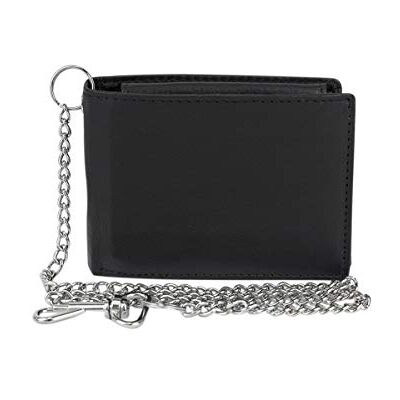 LEAS Biker Carteira com corrente e bolsa porta-moedas para senhoras homem RFID carteira proteção de informações privadas carteira de bloqueio RFID, pele autêntica, preto LEAS Biker Carteira com corrente e bolsa porta-moedas para senhoras homem RFID carteira proteção de informações privadas carteira de bloqueio RFID, pele autêntica, preto